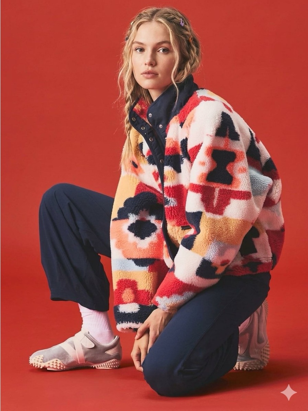 Free People Hit The Slopes Printed Fleece Jacket